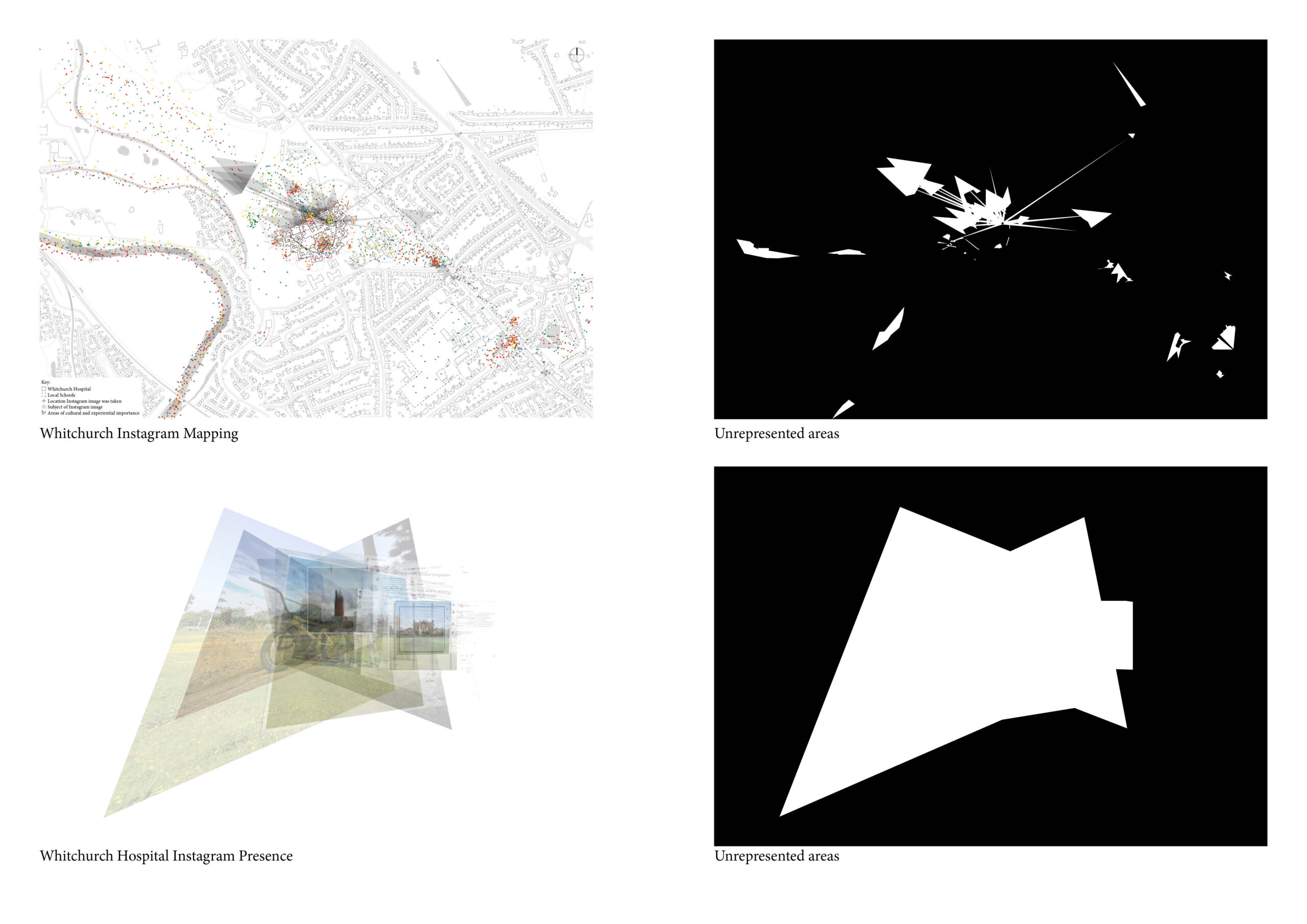 Portfolio Page of mapping exercises, exploring how the area is represented through Instagram.