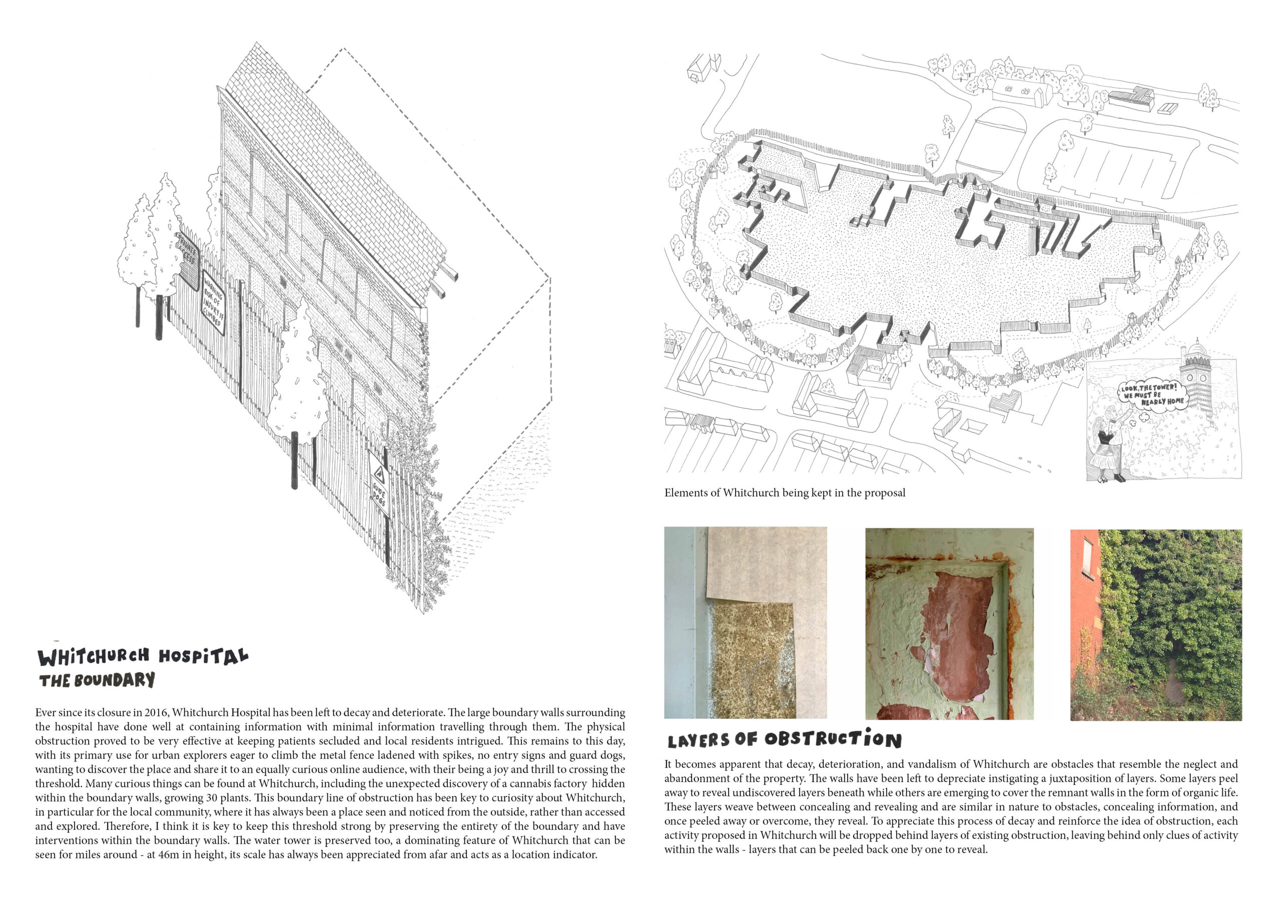 Portfolio Page of the Boundary Wall and Decay of the interior, layers oscillating between concealing and revealing forms.