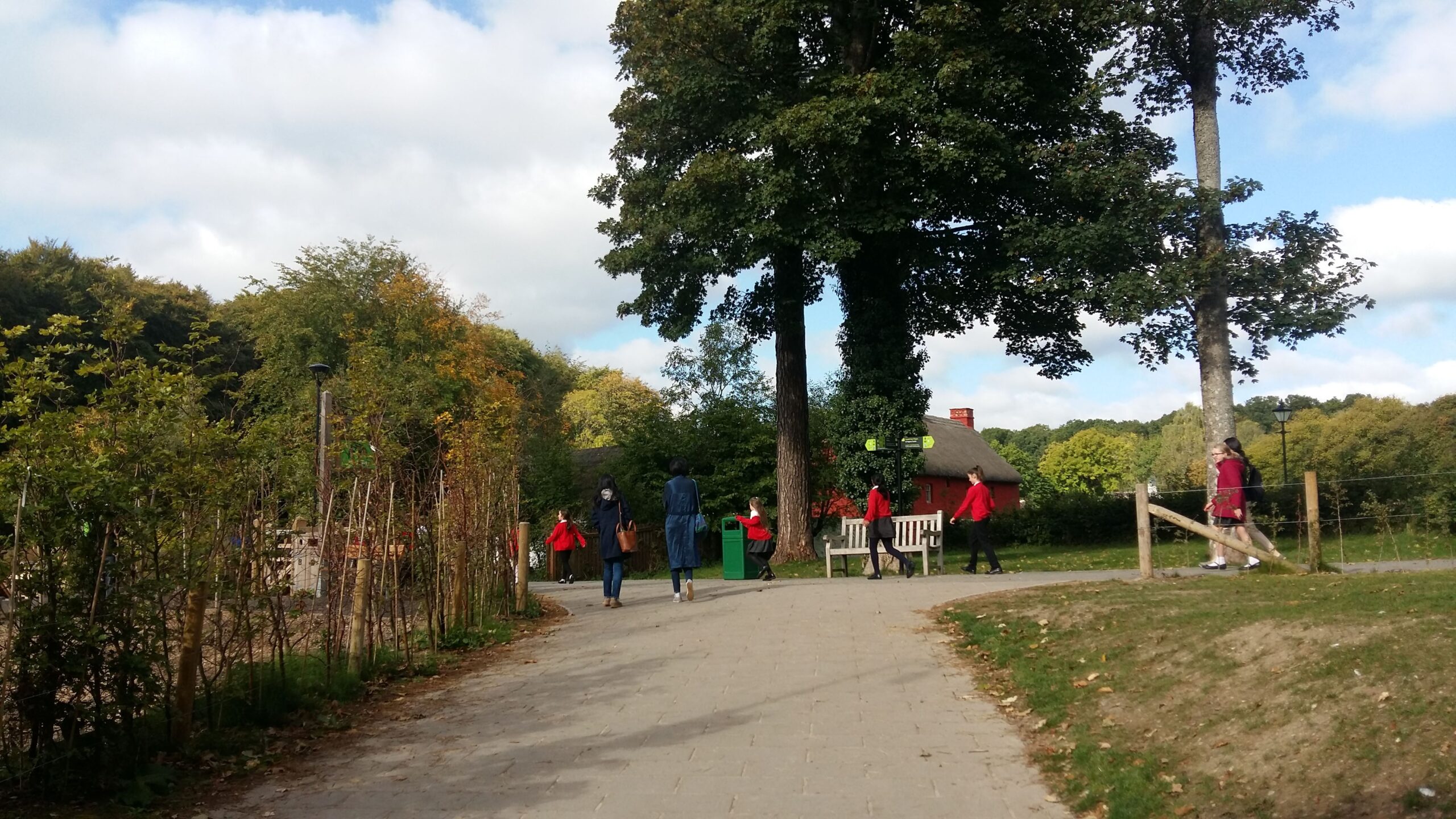 Students walking at the outdoor trails of the St Fagans National Museum