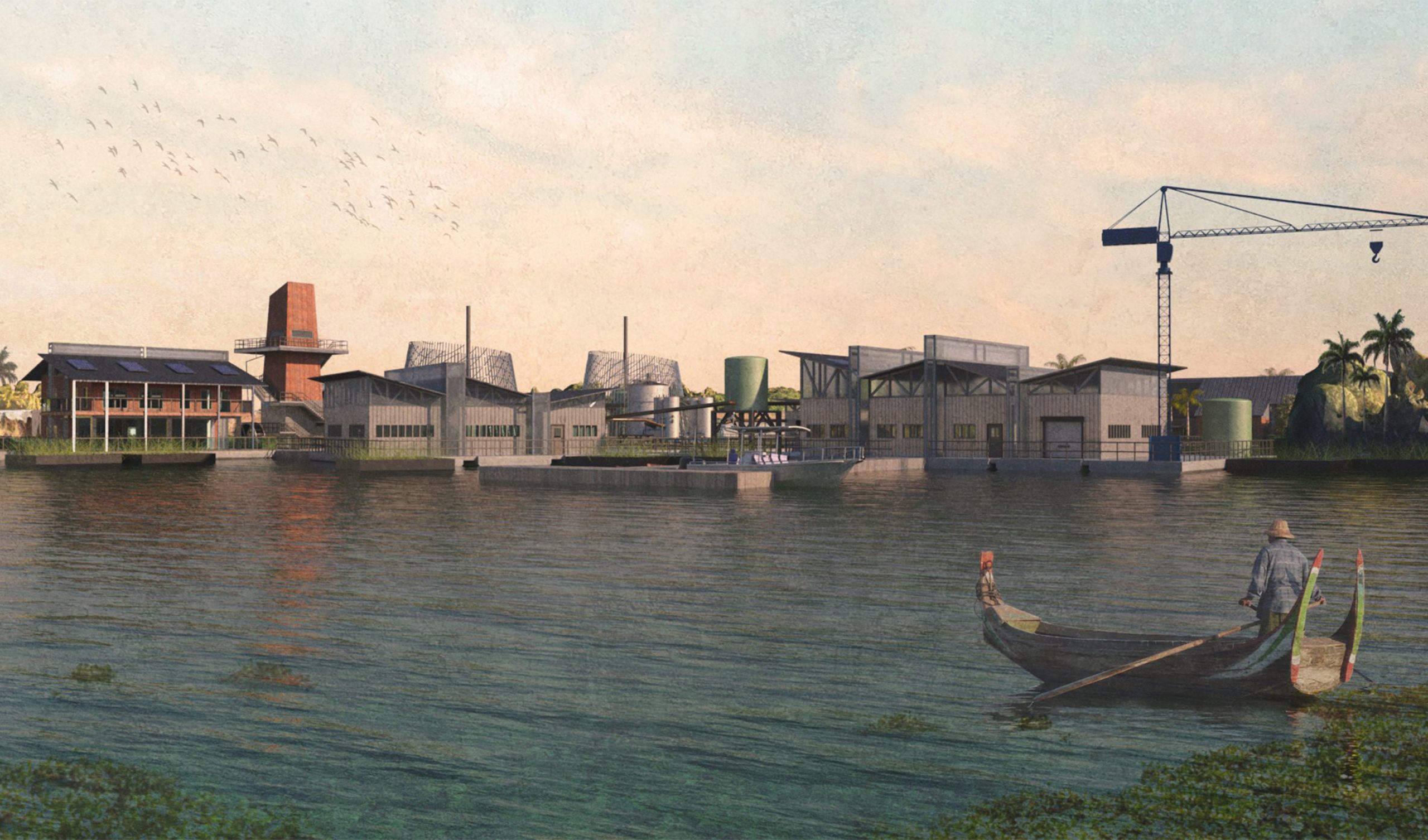 Cover image showing the site from the water