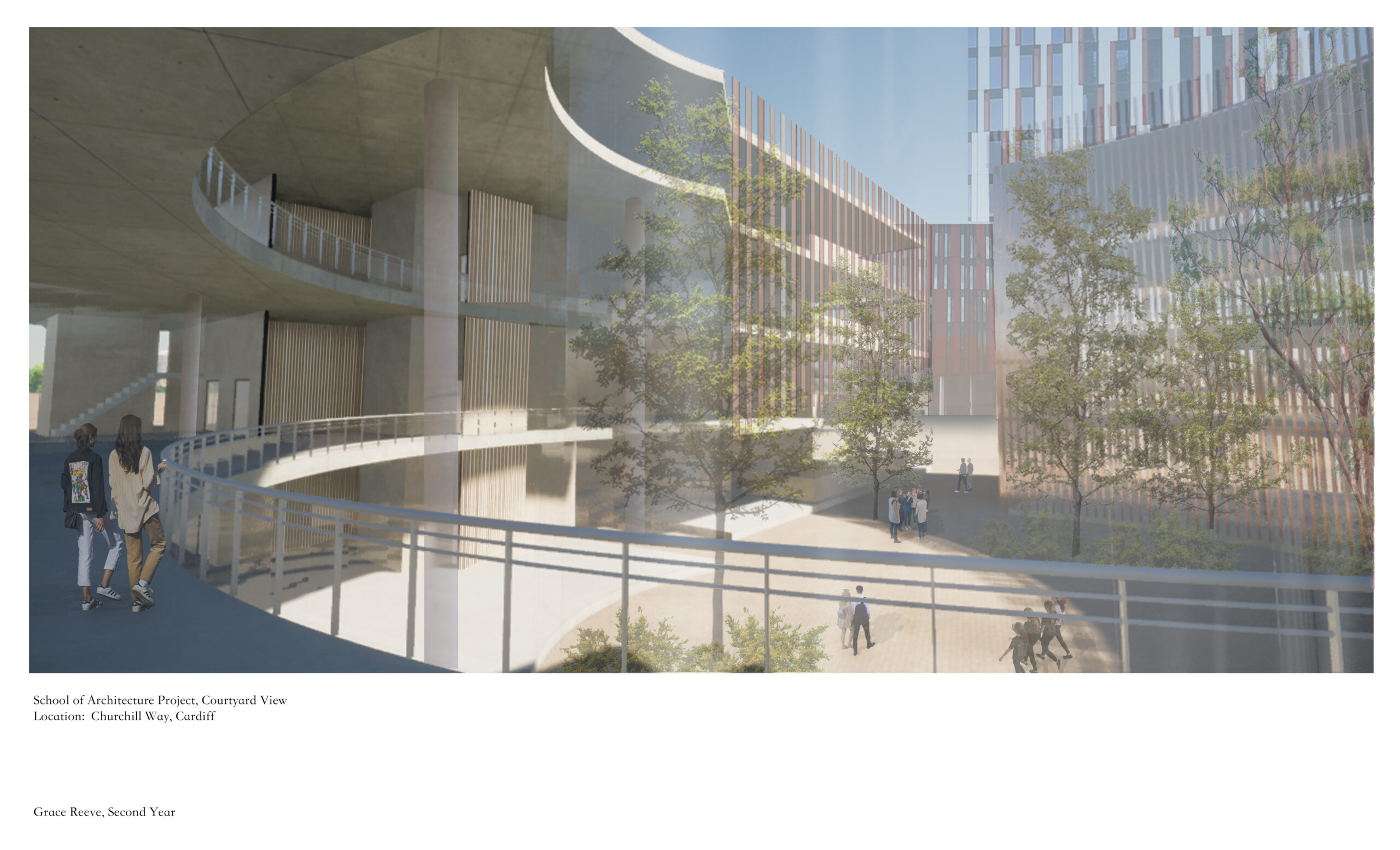 Courtyard View of the scheme proposed by Grace Reeve