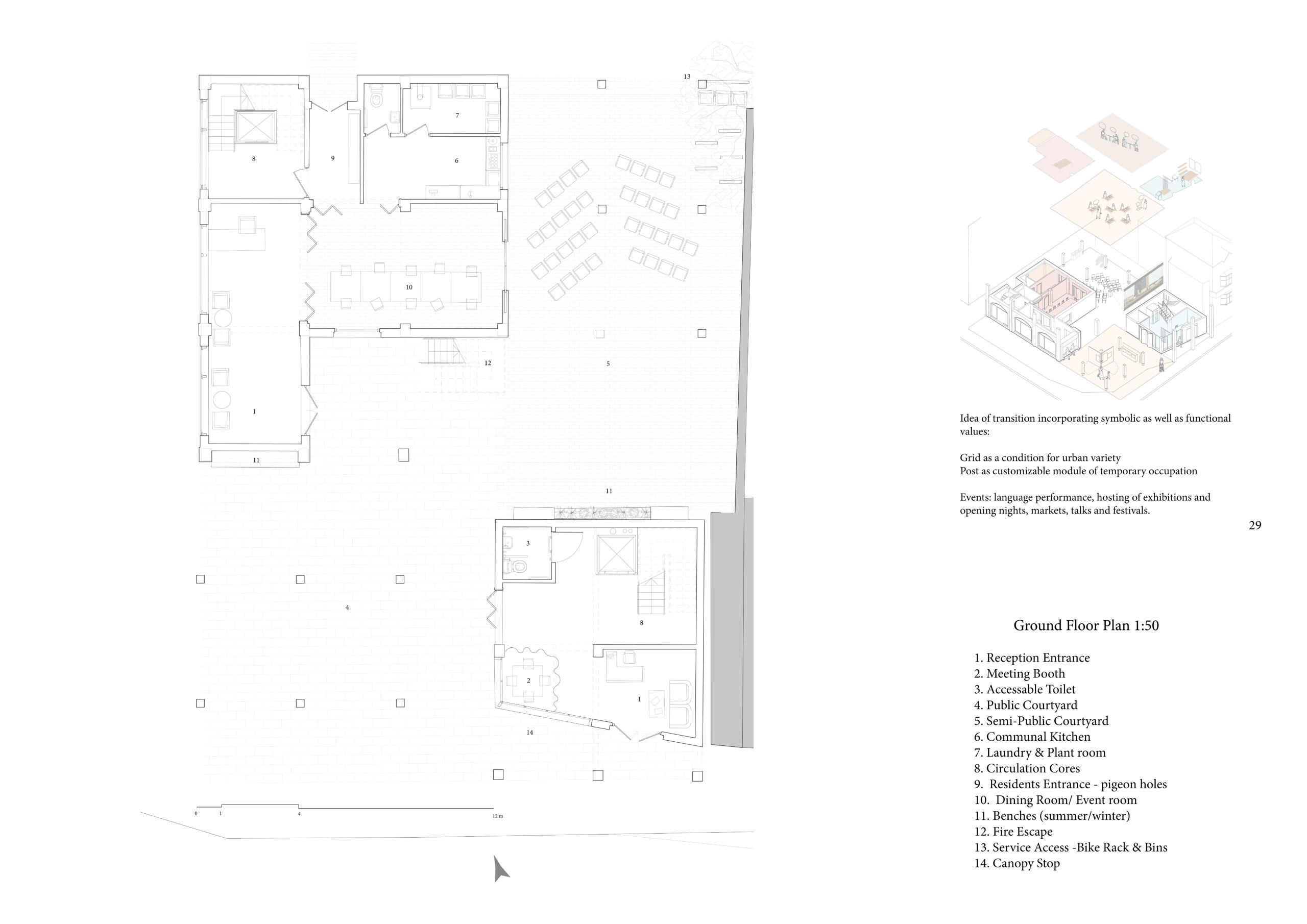 ground floor plan and variations of events