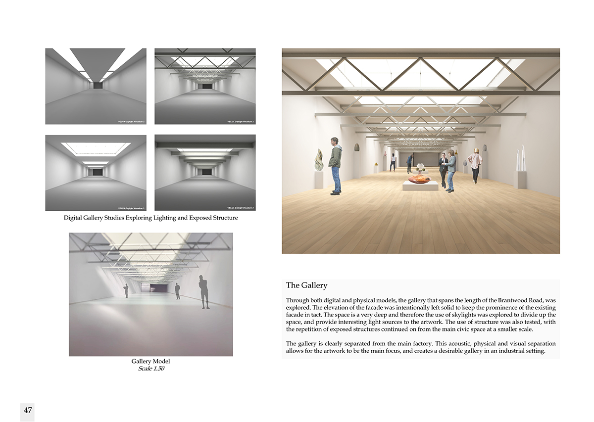 more interior models which show the testing of the formation of trusses in the gallery