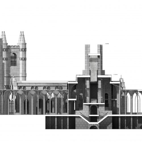 Section exploring the proposal in relation to Westminster Abbey and St Margaret’s Church