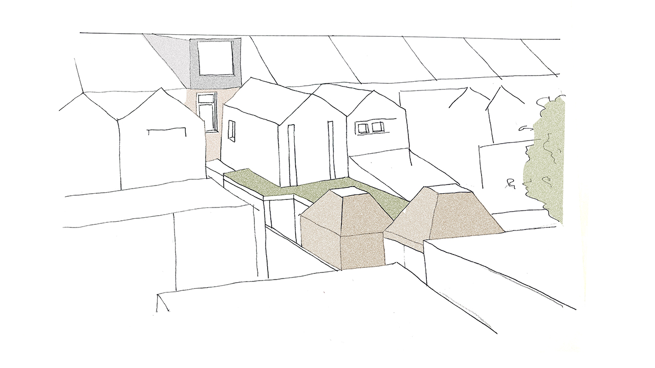 Sketch from rear of property with retrofit proposal
