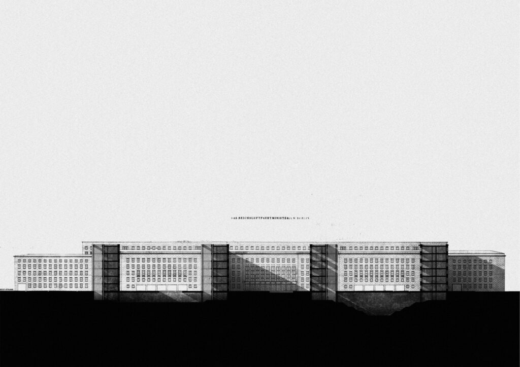 A section of the masterplan, showing the buildings scale both above and below ground.