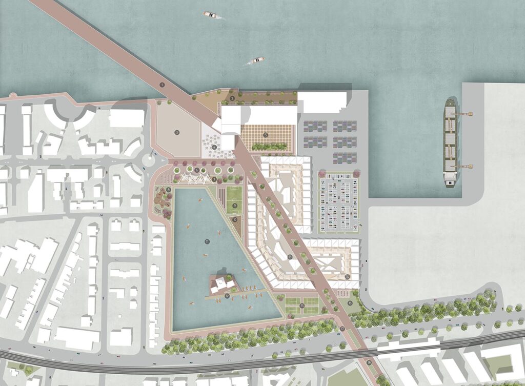 A masterplan view showing the wider site context.